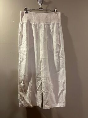 Pilcro Wide-Leg Smocked Waist Linen Blend Pants